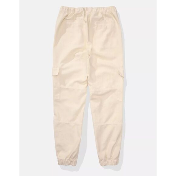 Aerie Lightweight Cargo Pants in Cream, Size: L - Picture 4 of 10